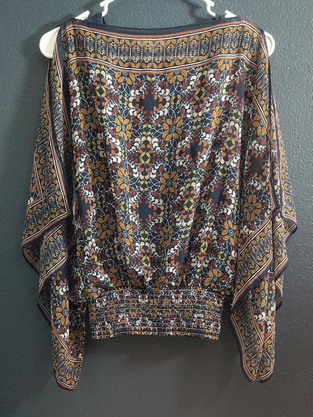 Gypsy Y2k Scarf Peplem Flowy Floral Mixed-Color Batwing Top